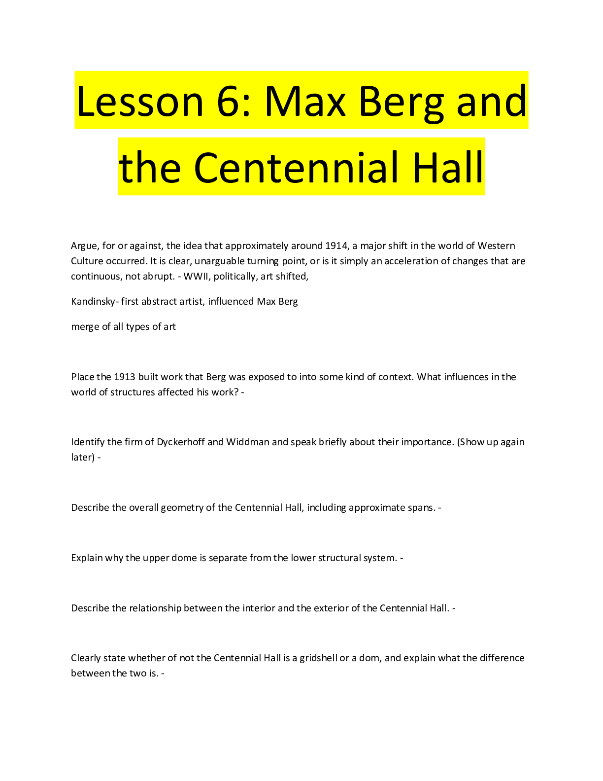 Preview image for Lesson 6: Max Berg and  the Centennial Hall